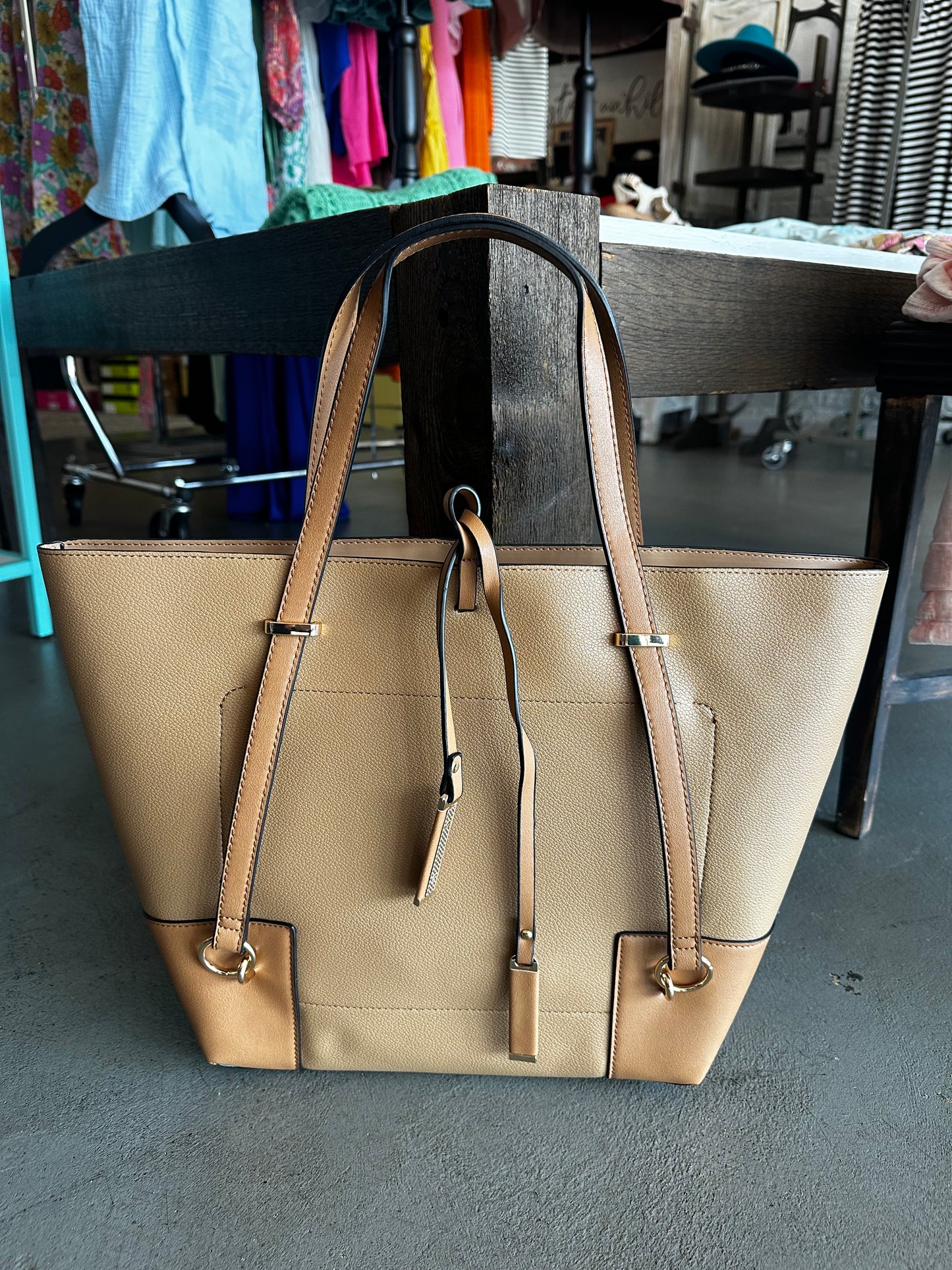 Tan tote bag