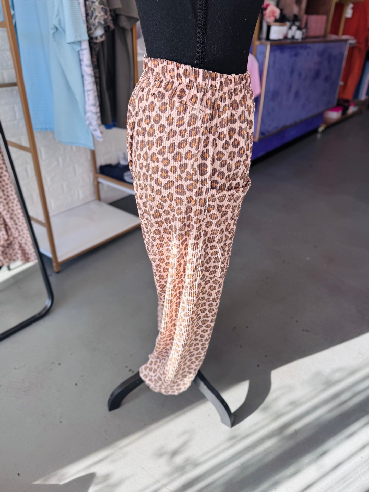Ribbed Animal Print Pants