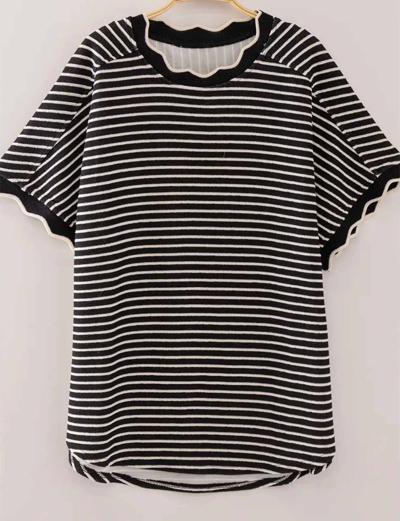 Black Scallop Trim Top