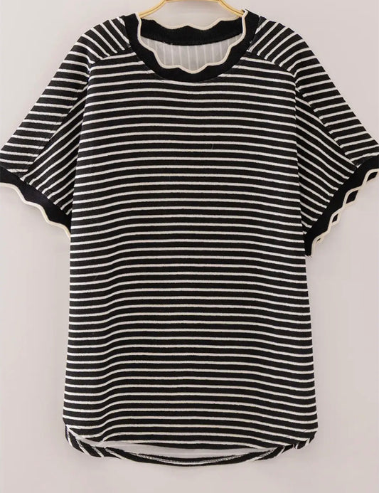 Black Scallop Trim Top