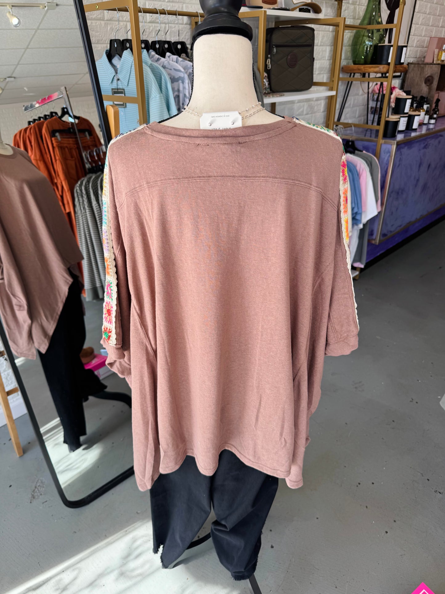 Mocha Crochet Top - Plus