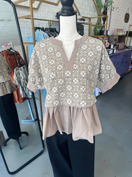 Floral Mocha Top