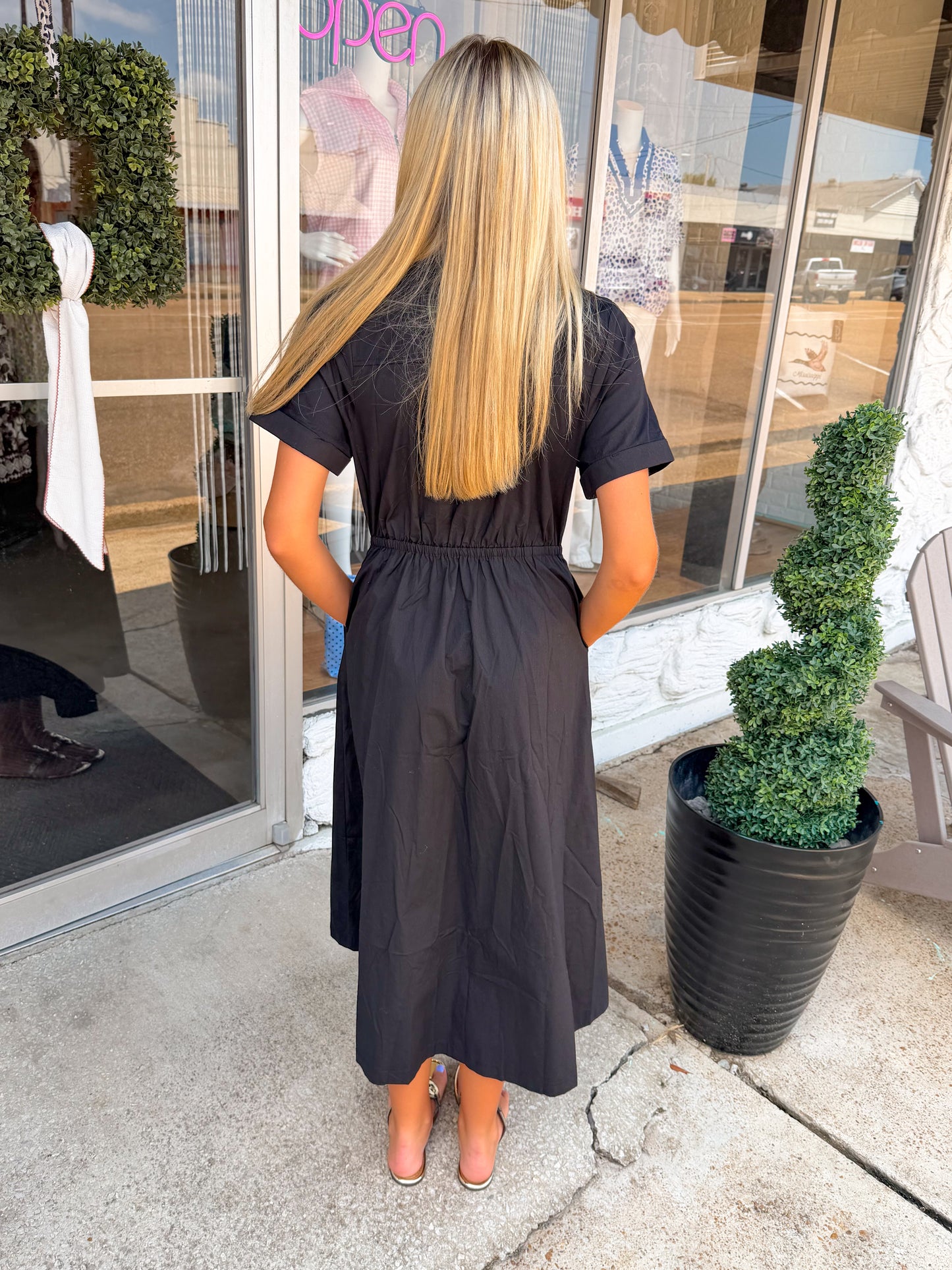 Black Bow Midi Dress
