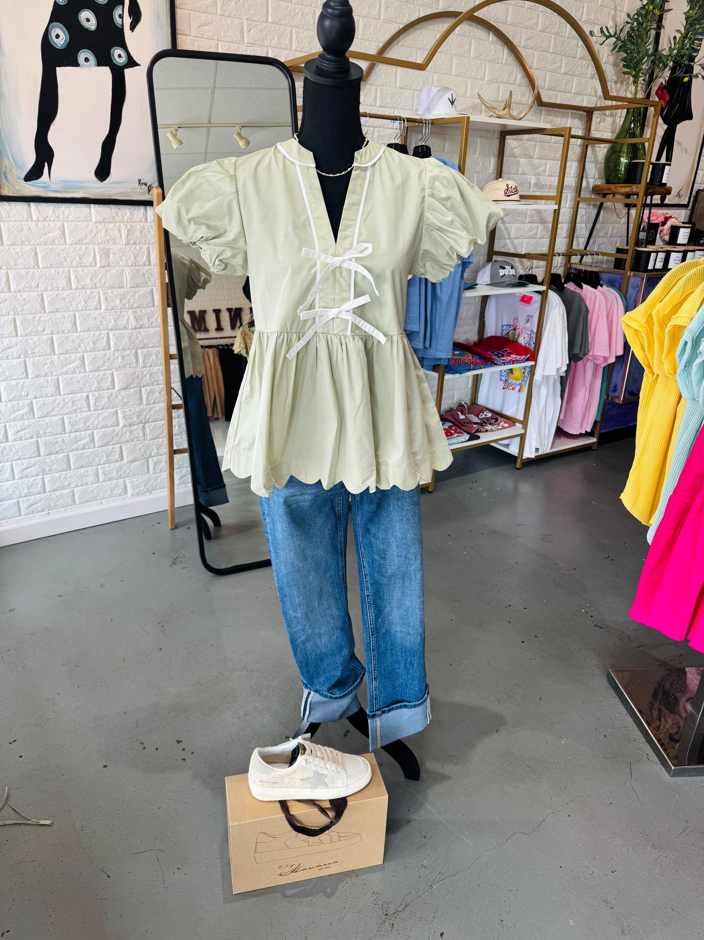 Sage Bubble Top