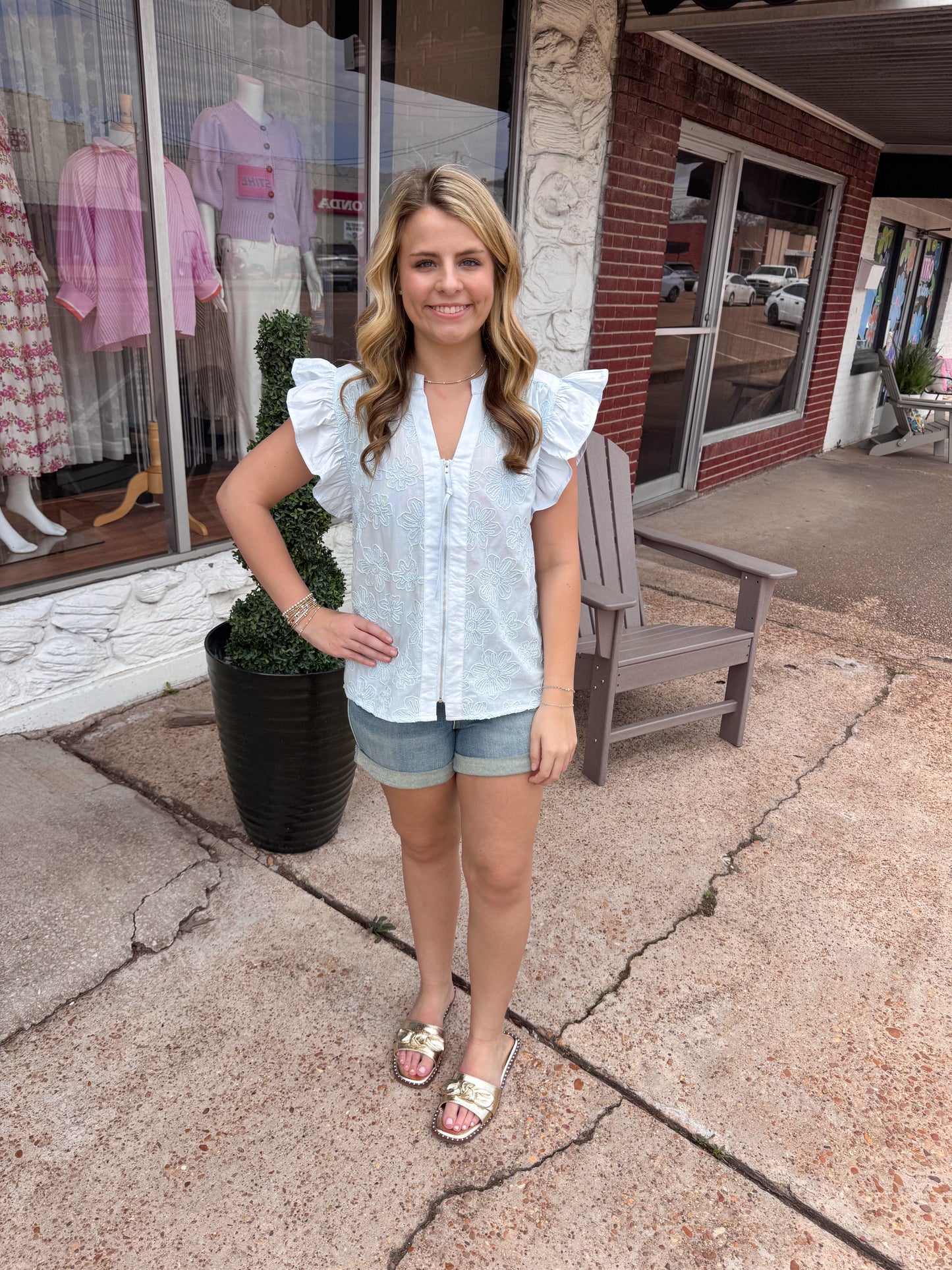 Preppy Petal Zip Top