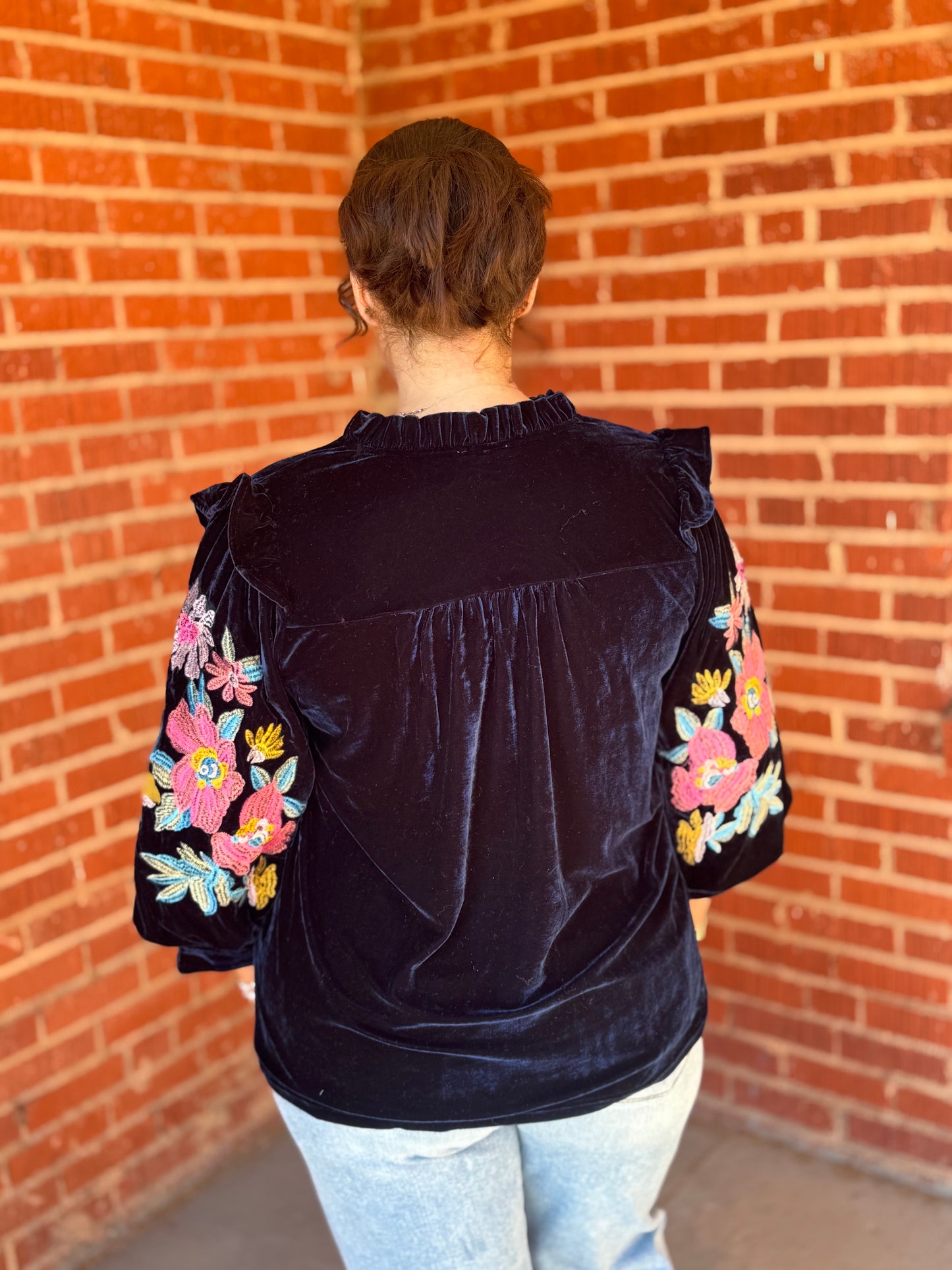 Velvet Embroidery Top