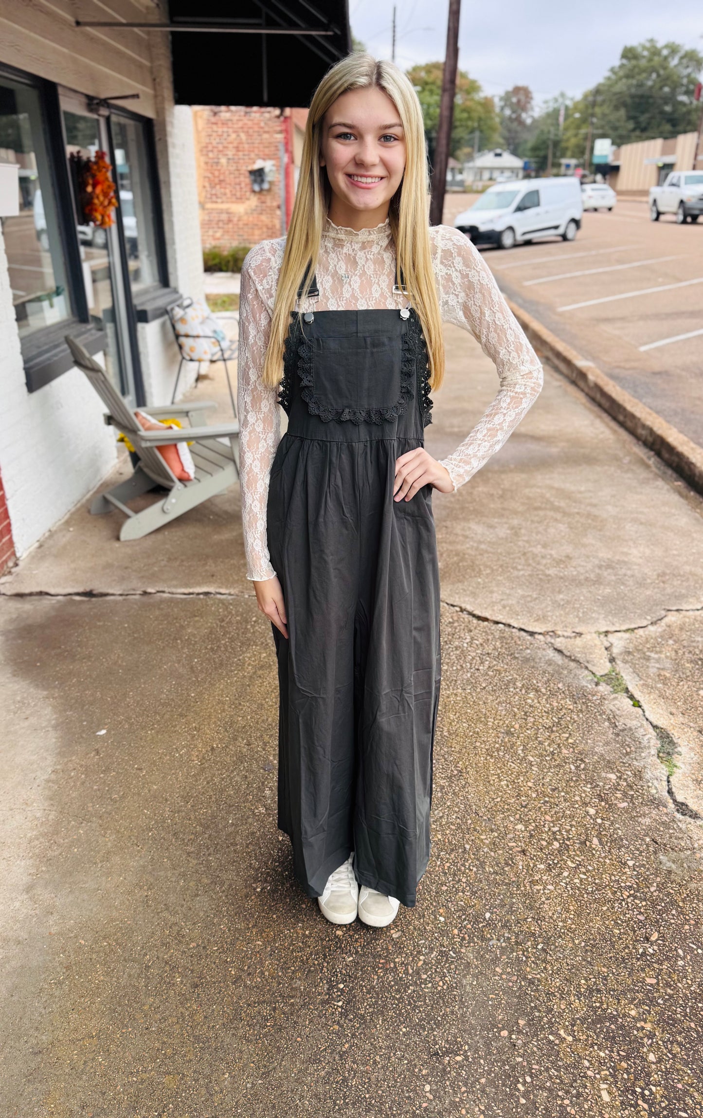 Lace Trim Overalls