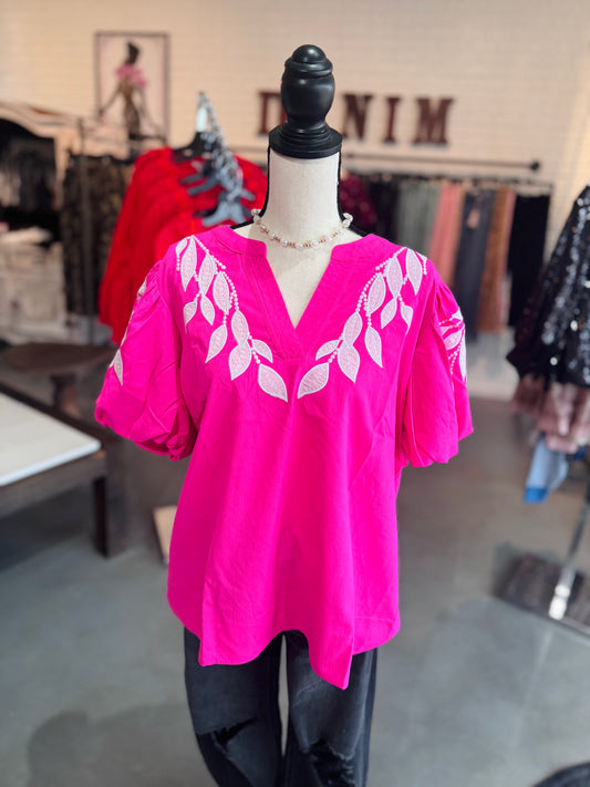 Pink Embroidery Top - Plus