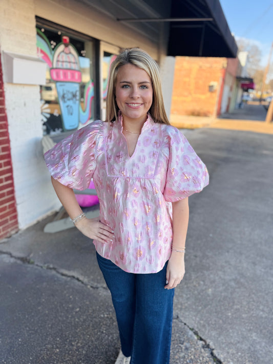Pink Champagne Puff Top