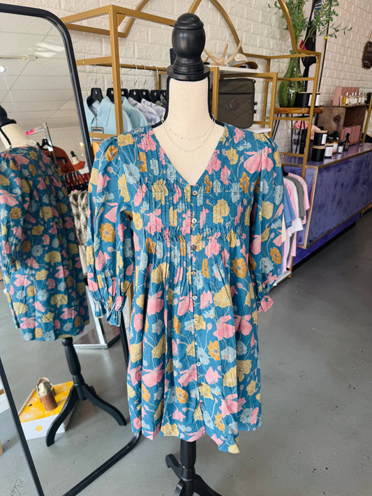 Teal Floral Dress