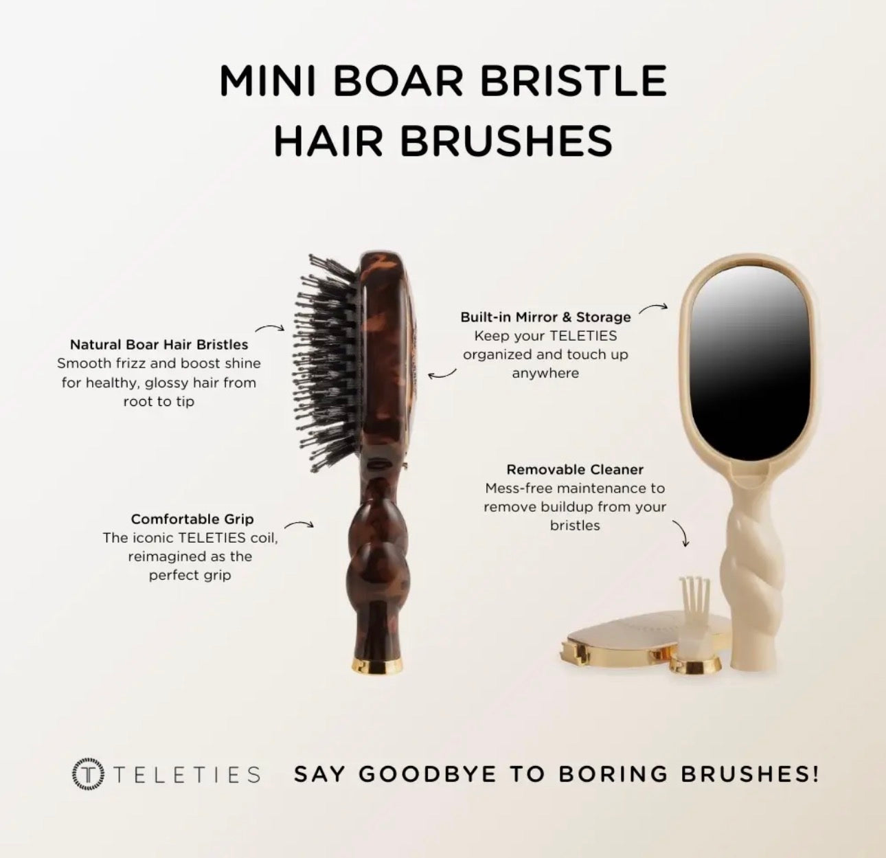 Teletie Mini Boar Hair Brush