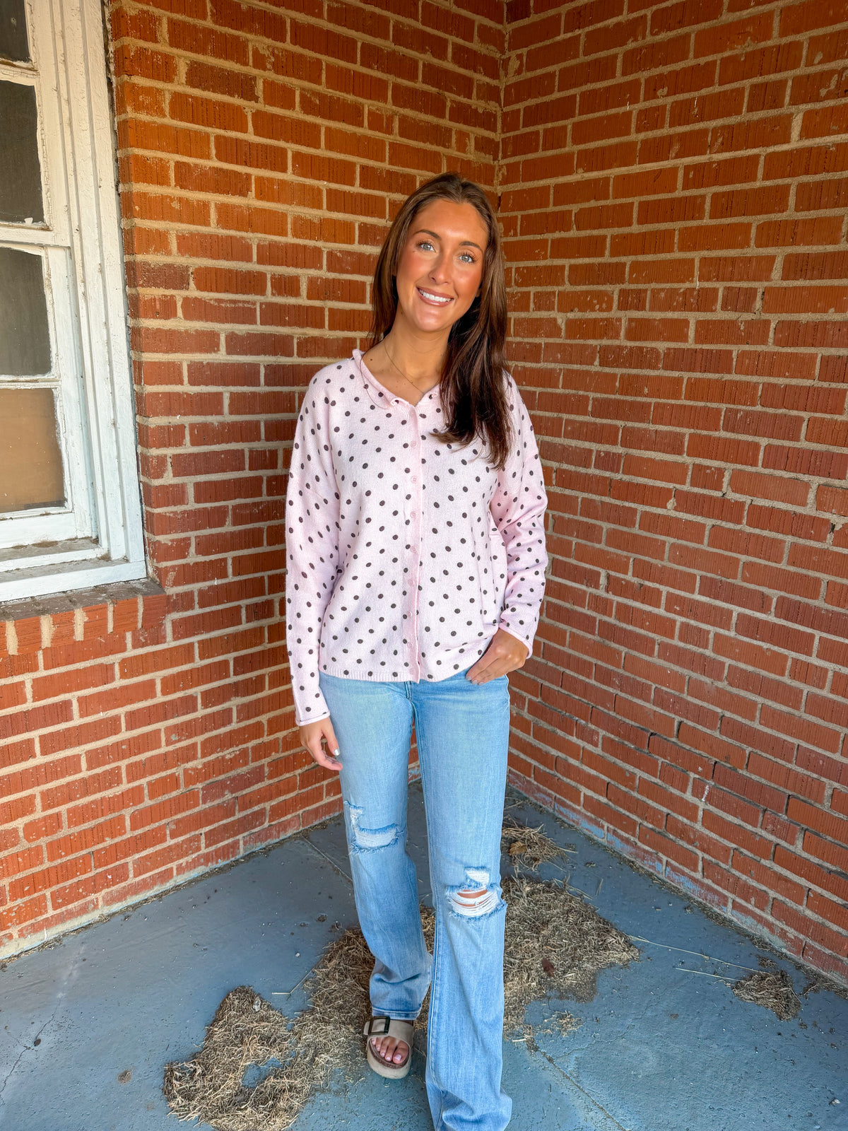 Pink Polka Dot Cardigan