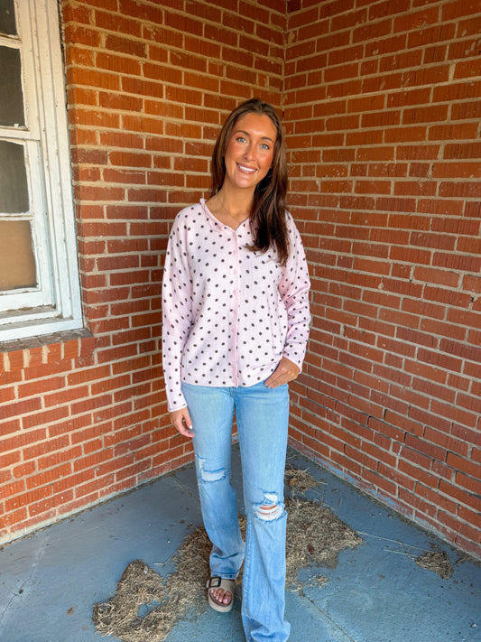 Pink Polka Dot Cardigan