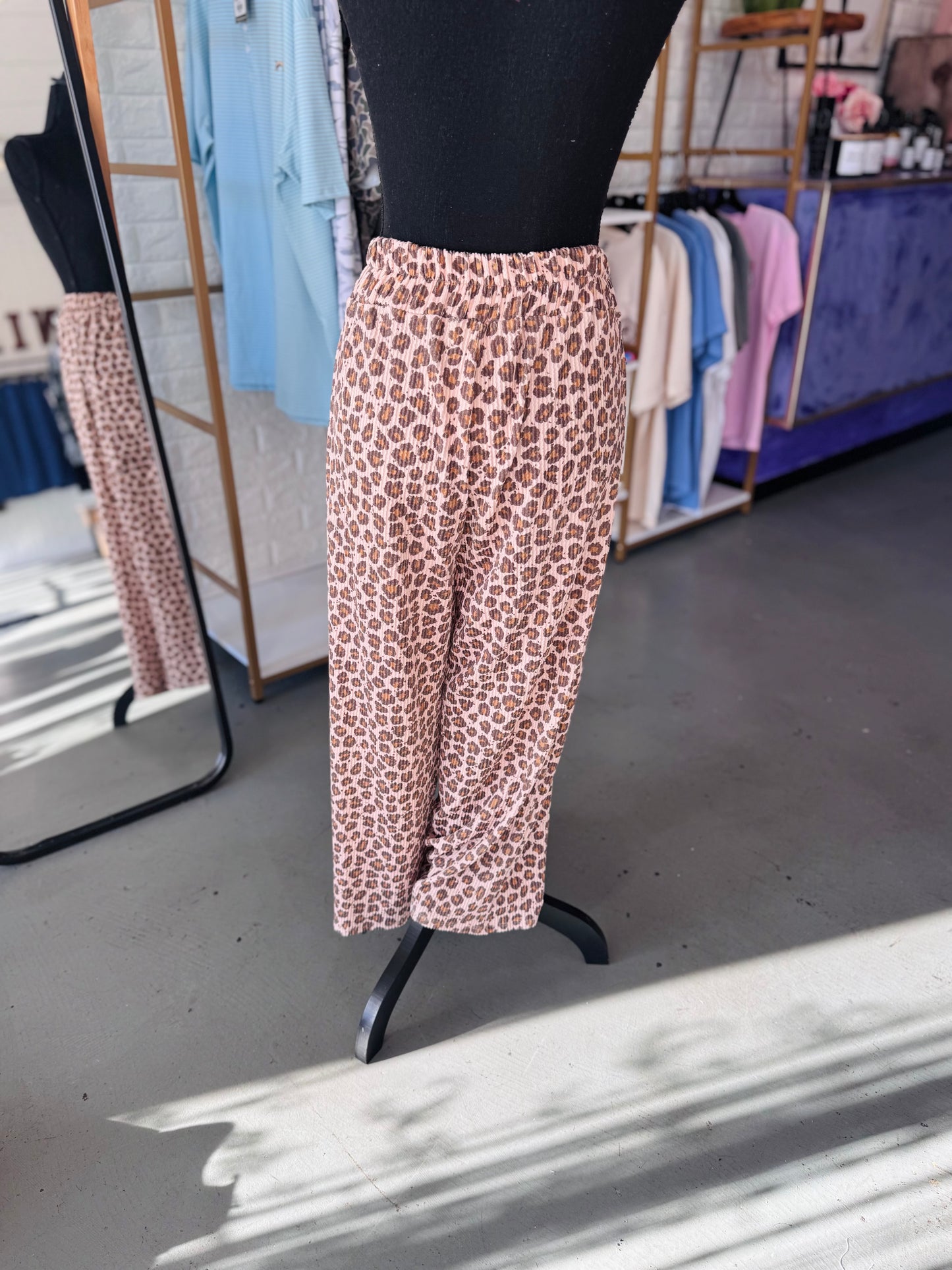 Ribbed Animal Print Pants