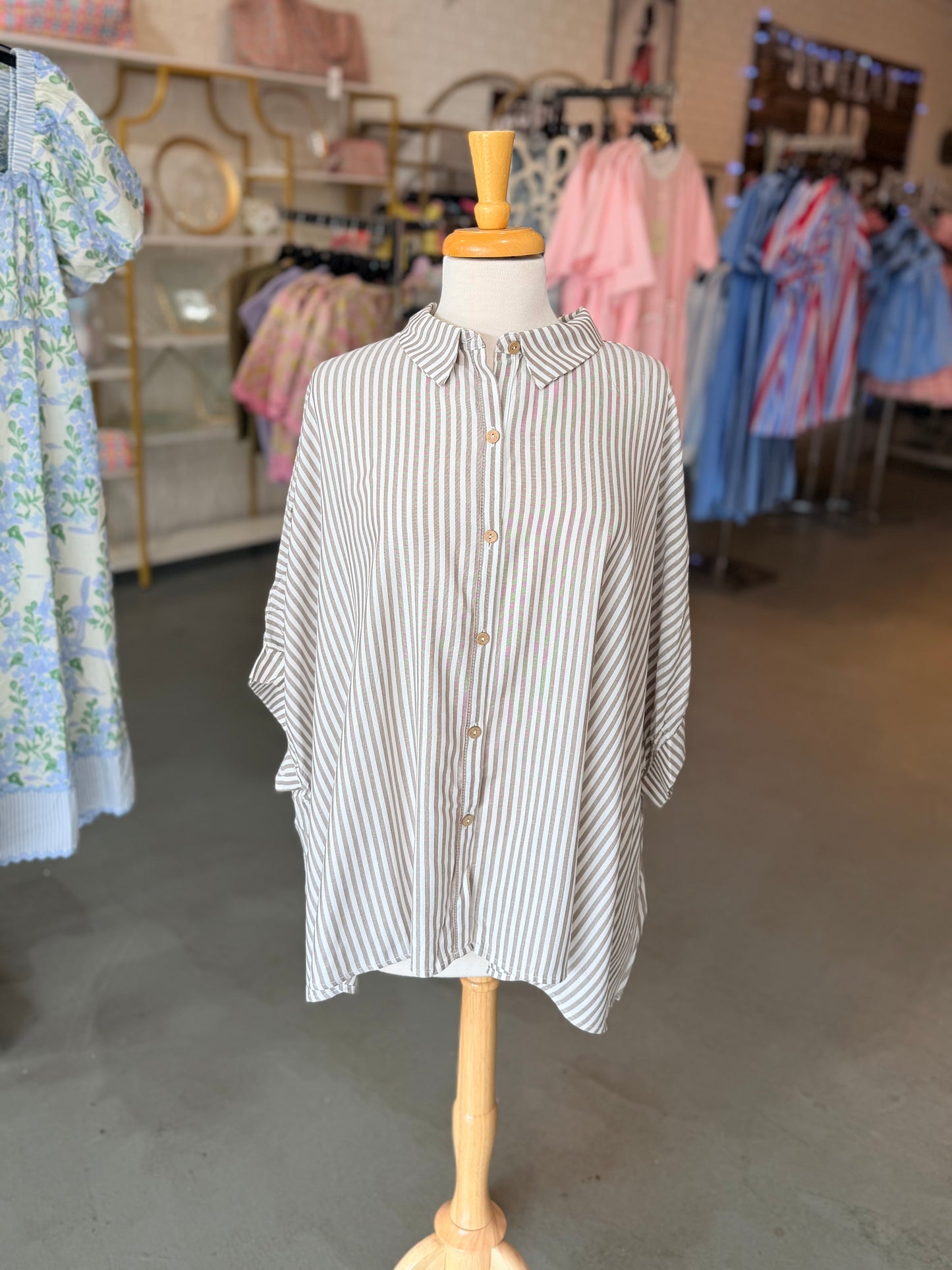 Striped Thoughts Blouse-Plus