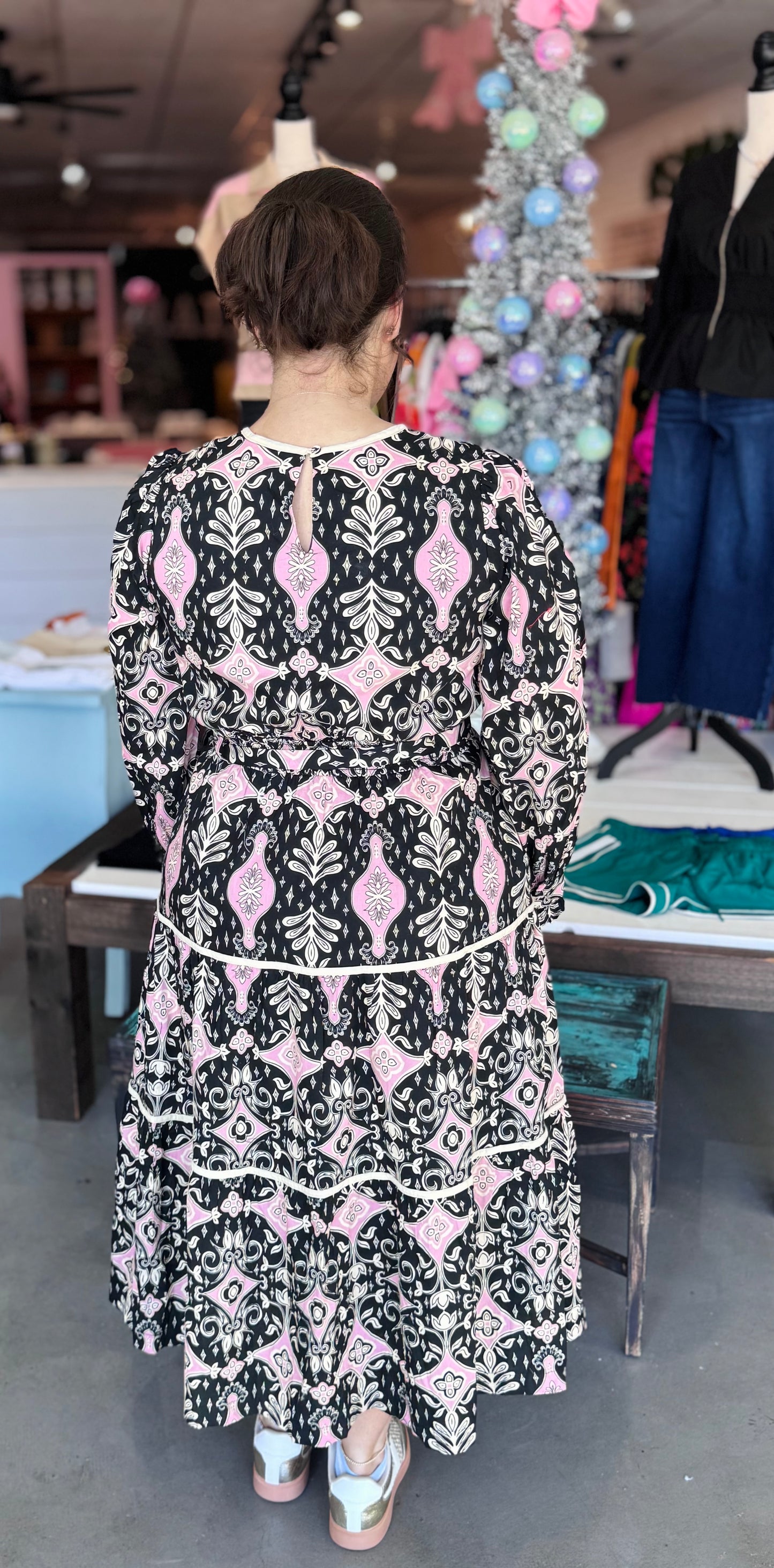 Midnight Bloom Midi Dress