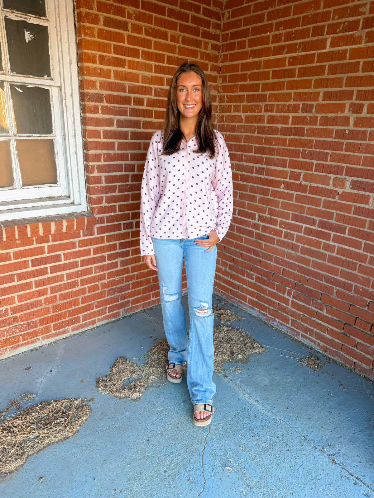 Pink Polka Dot Cardigan