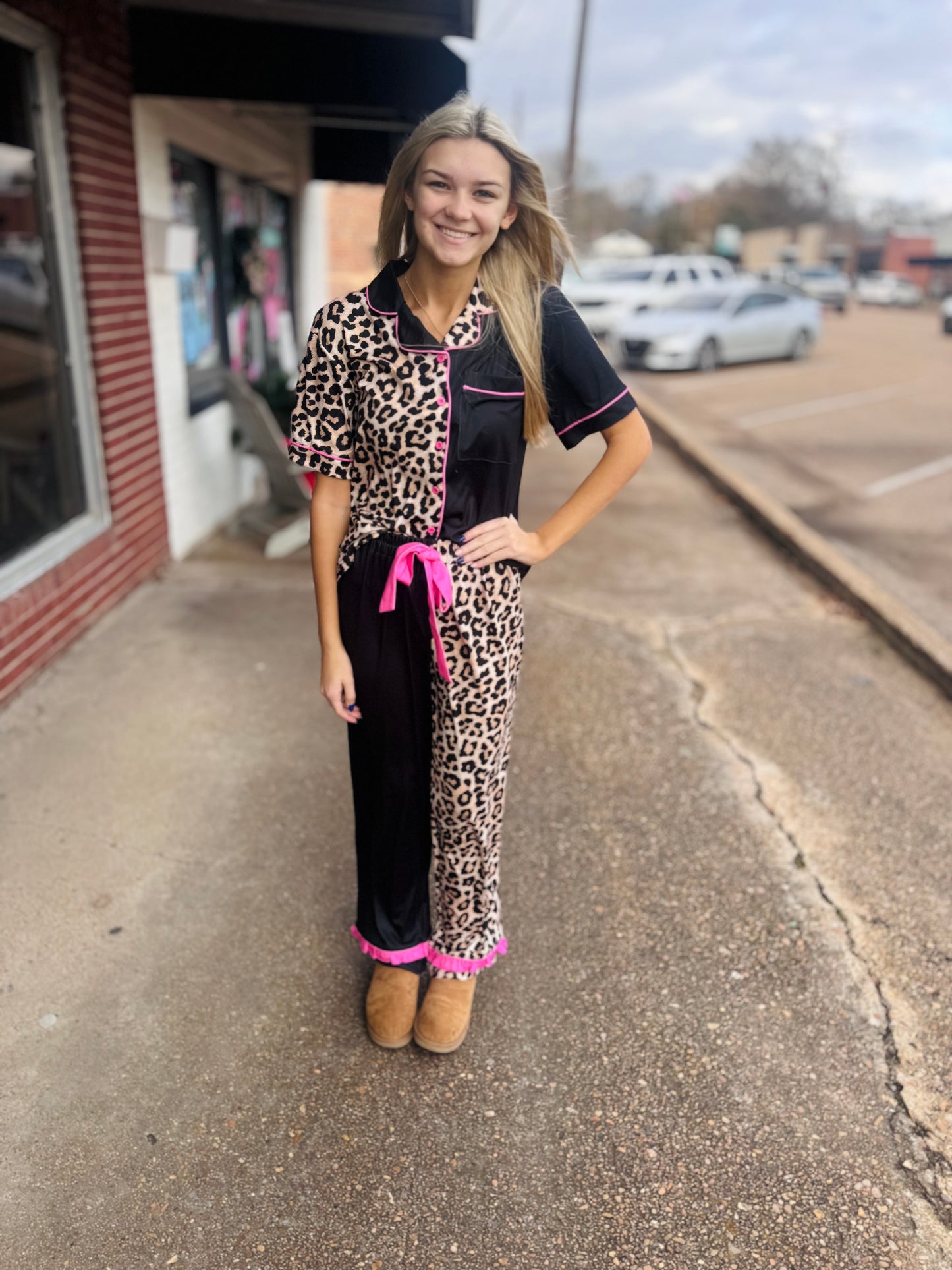 Leopard Ruffle Pajama Set