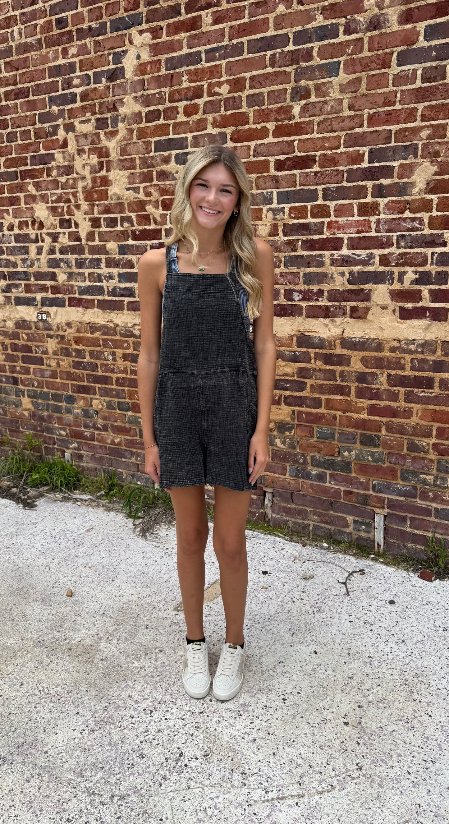 Washed Black Romper
