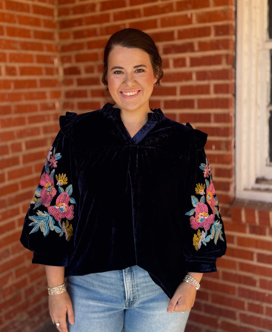 Velvet Embroidery Top