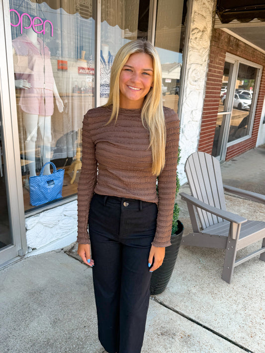 Brown Ruffle Top