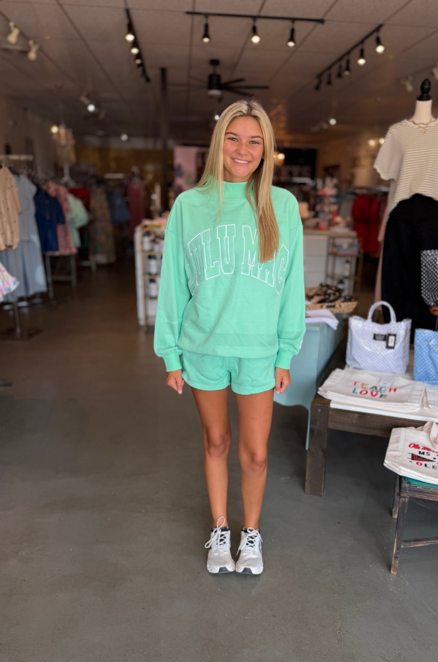 Seafoam Lulu Mac Mockneck Short Set