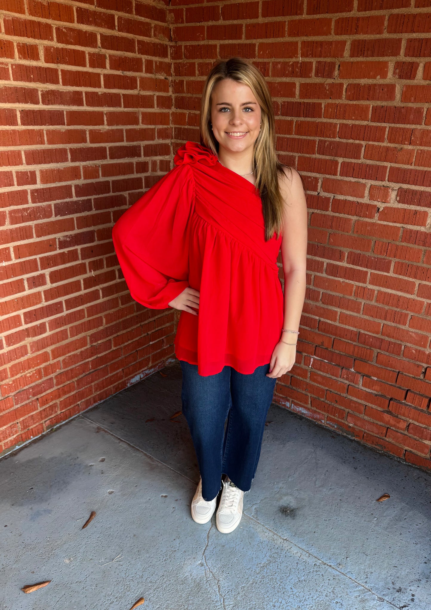 One Shoulder Flower Top