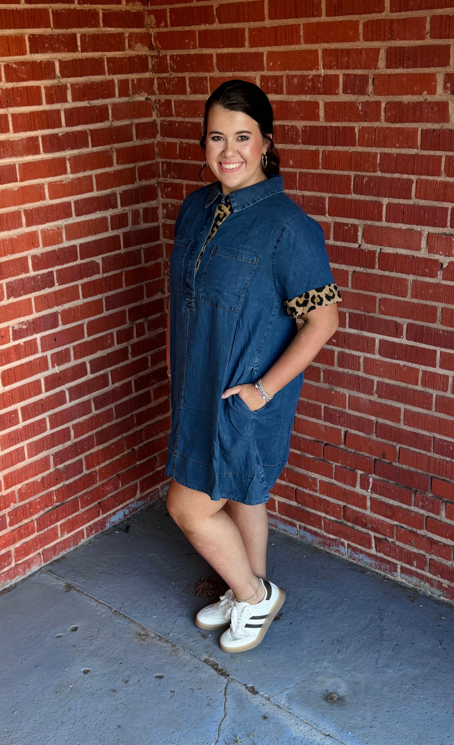 Denim Leopard Dress