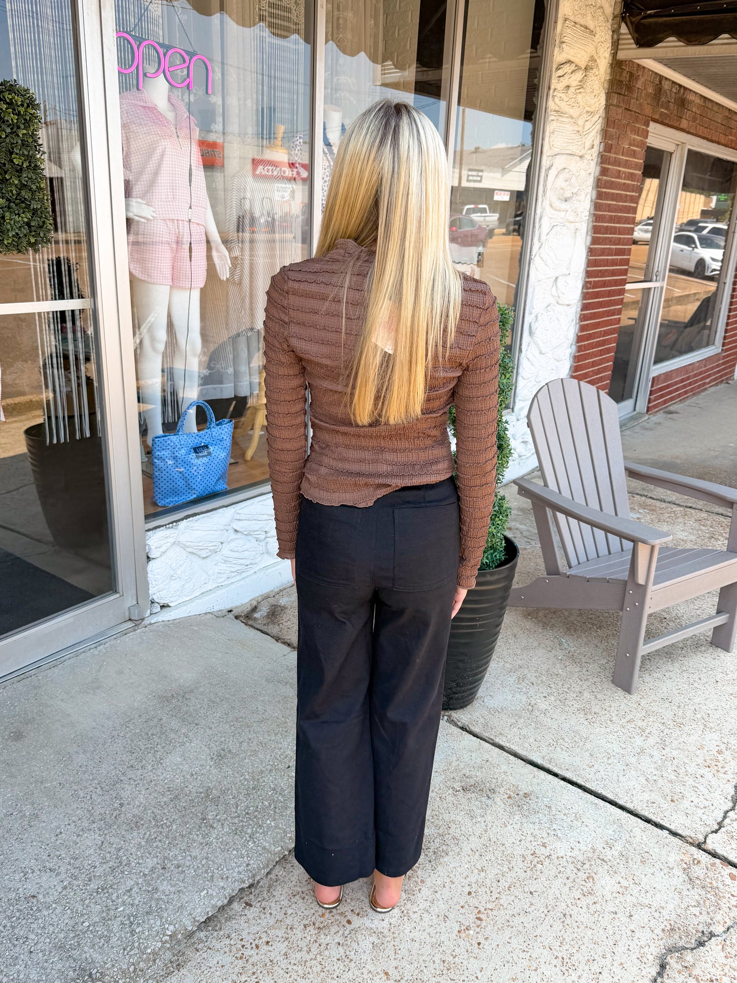 Brown Ruffle Top