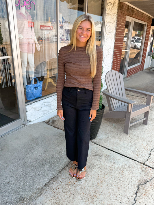 Brown Ruffle Top