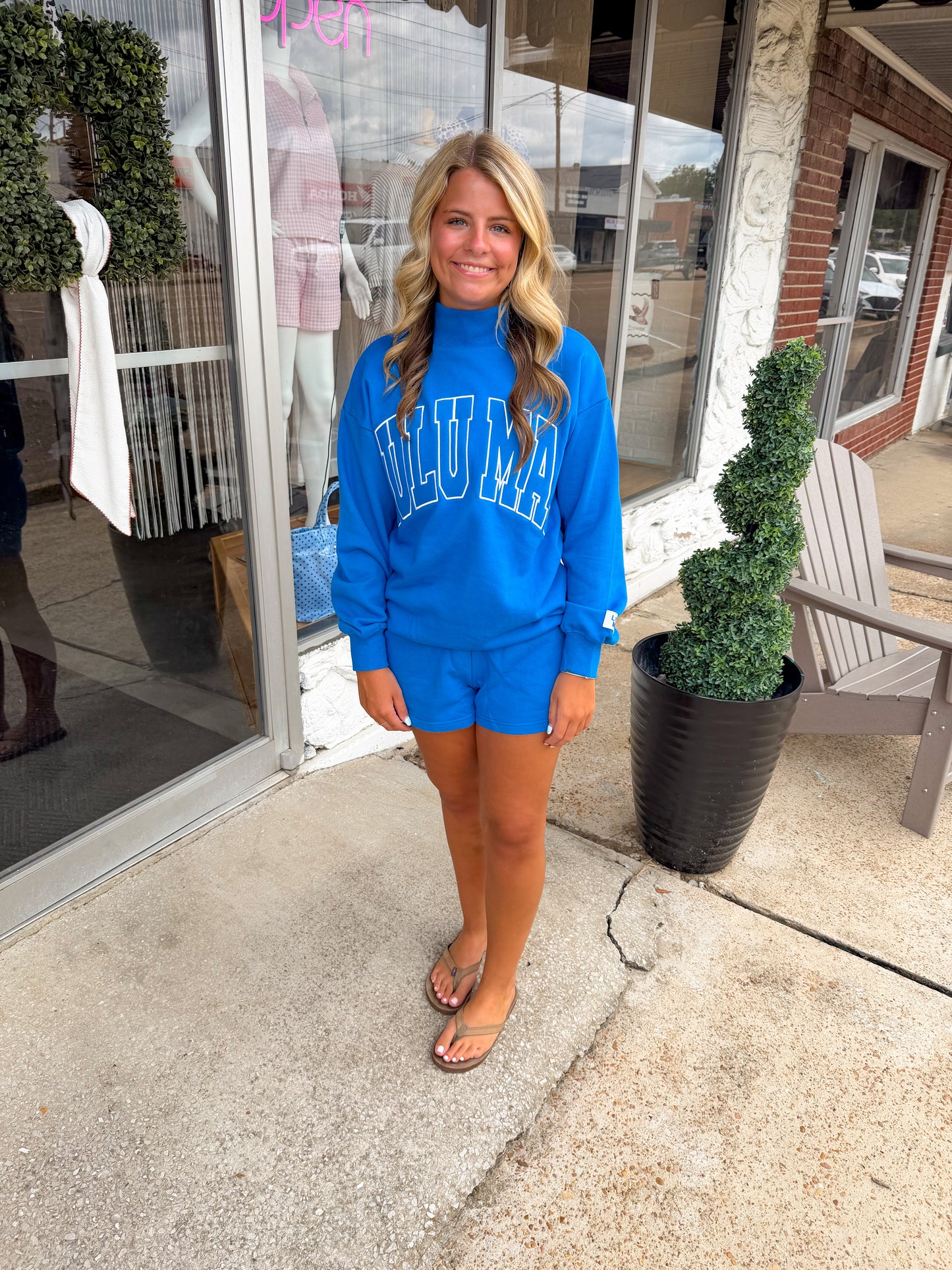 Royal Blue Lulu Mac Mockneck Short Set