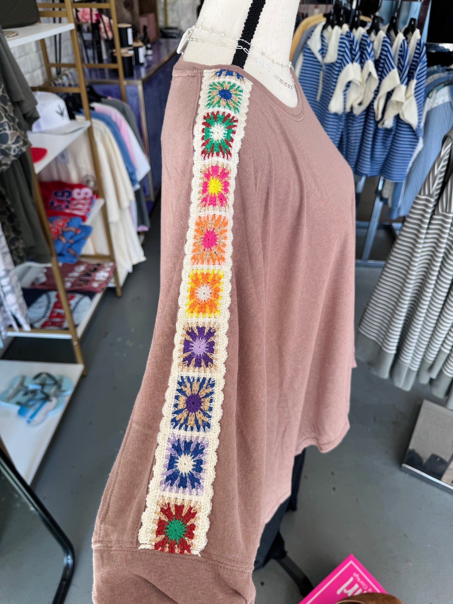 Mocha Crochet Top - Plus