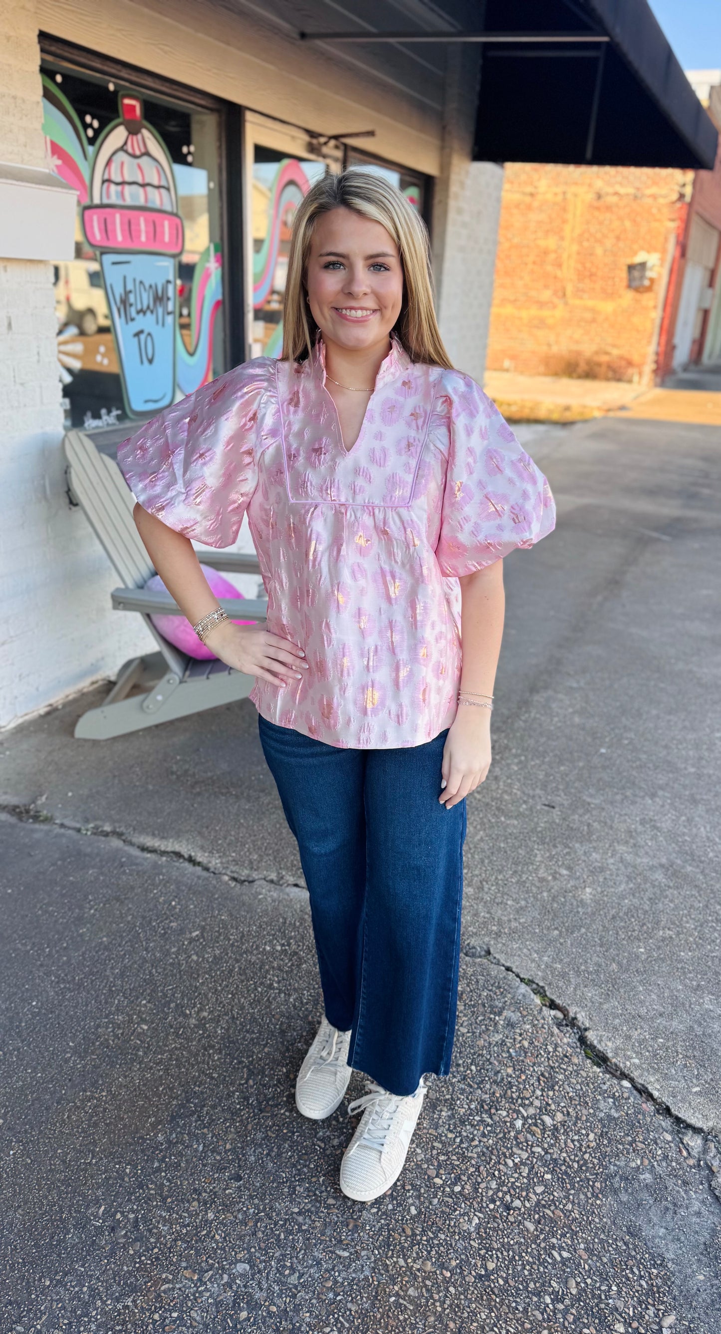 Pink Champagne Puff Top