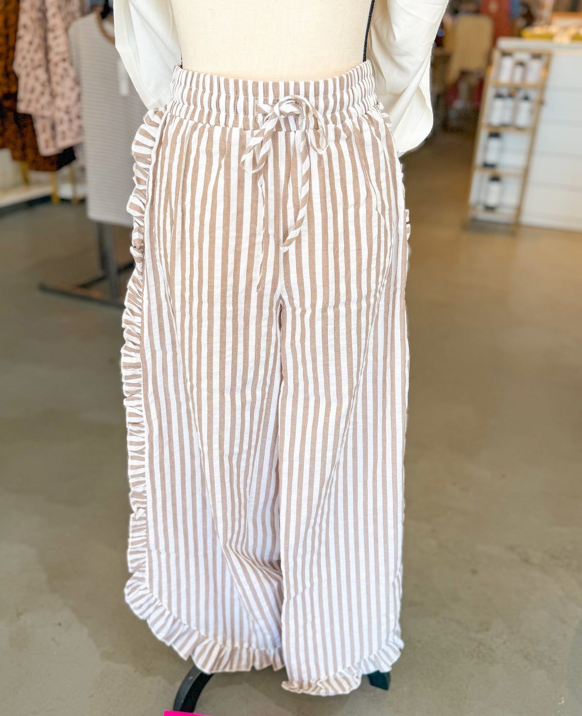 Breezy Stripe Ruffle Pants