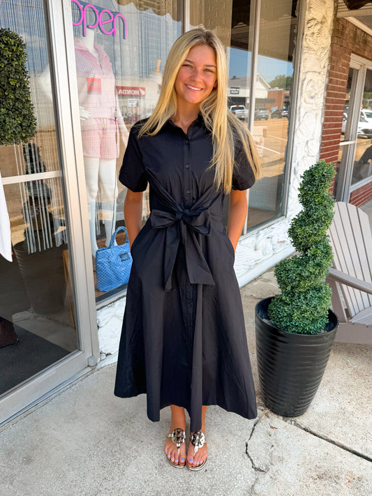 Black Bow Midi Dress