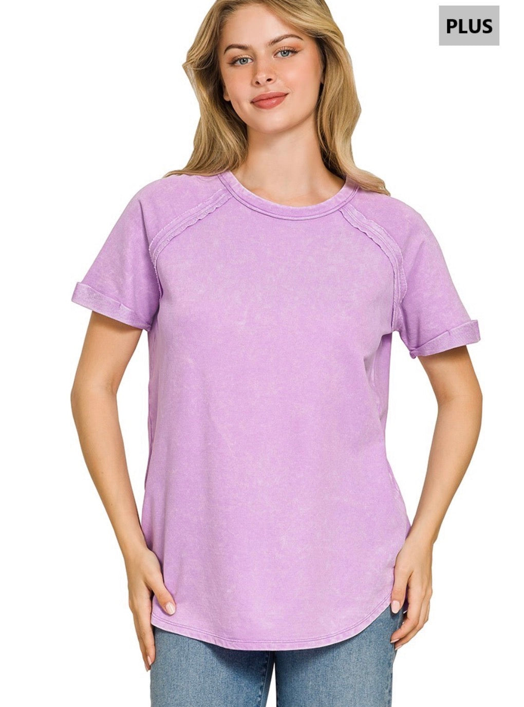 Lavender Washed Top-Plus