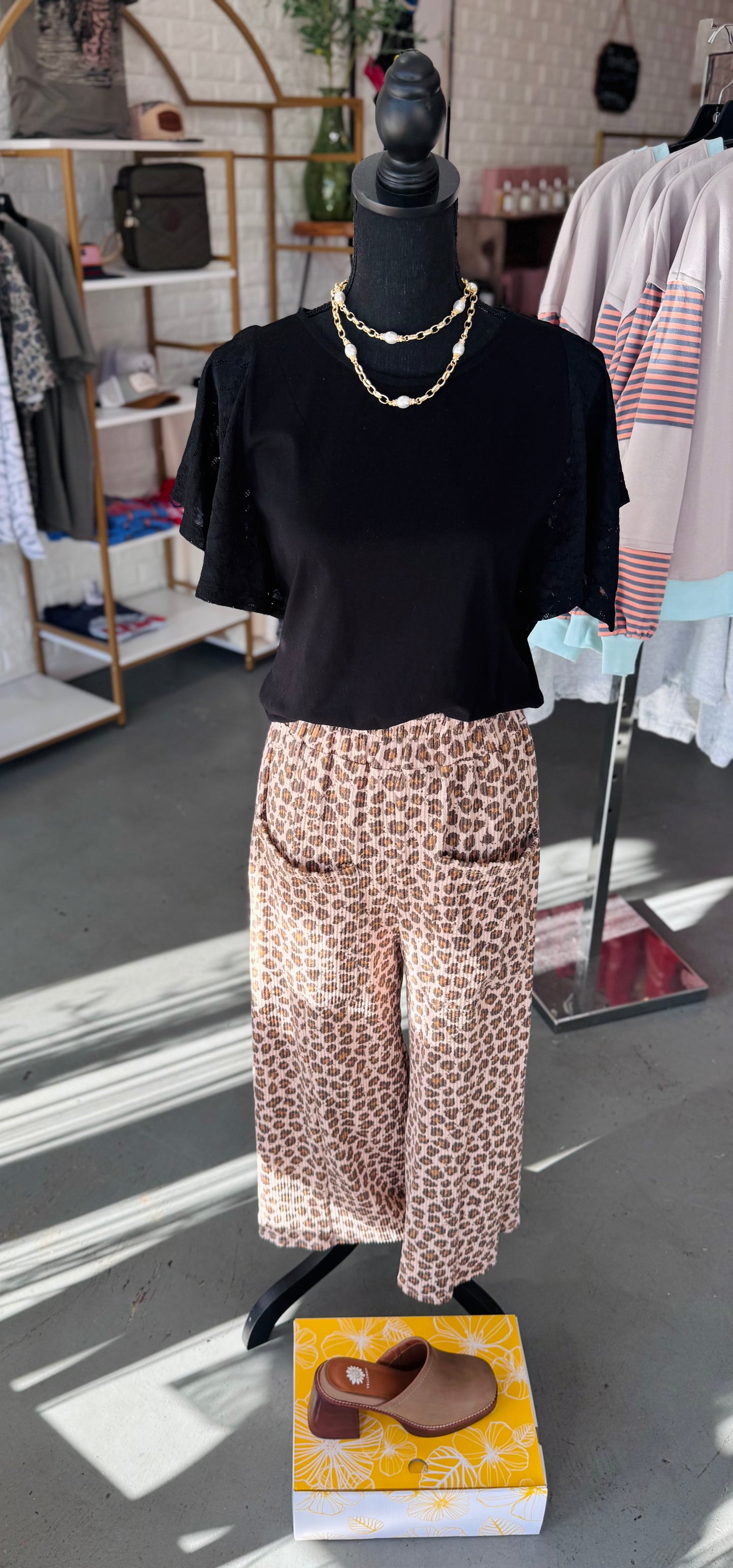 Ribbed Animal Print Pants