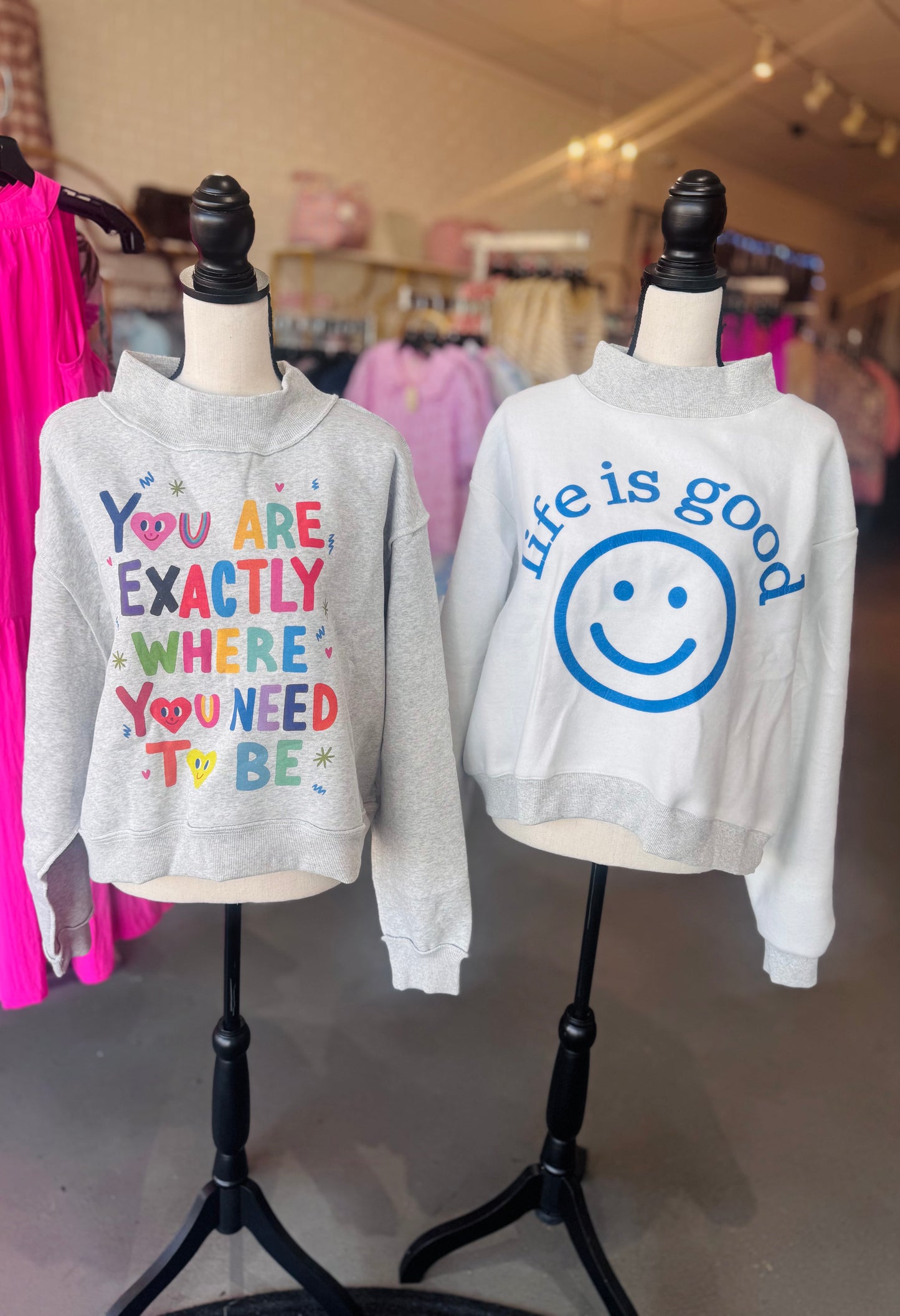 Reversible Graphic Mock-Neck Sweatshirt