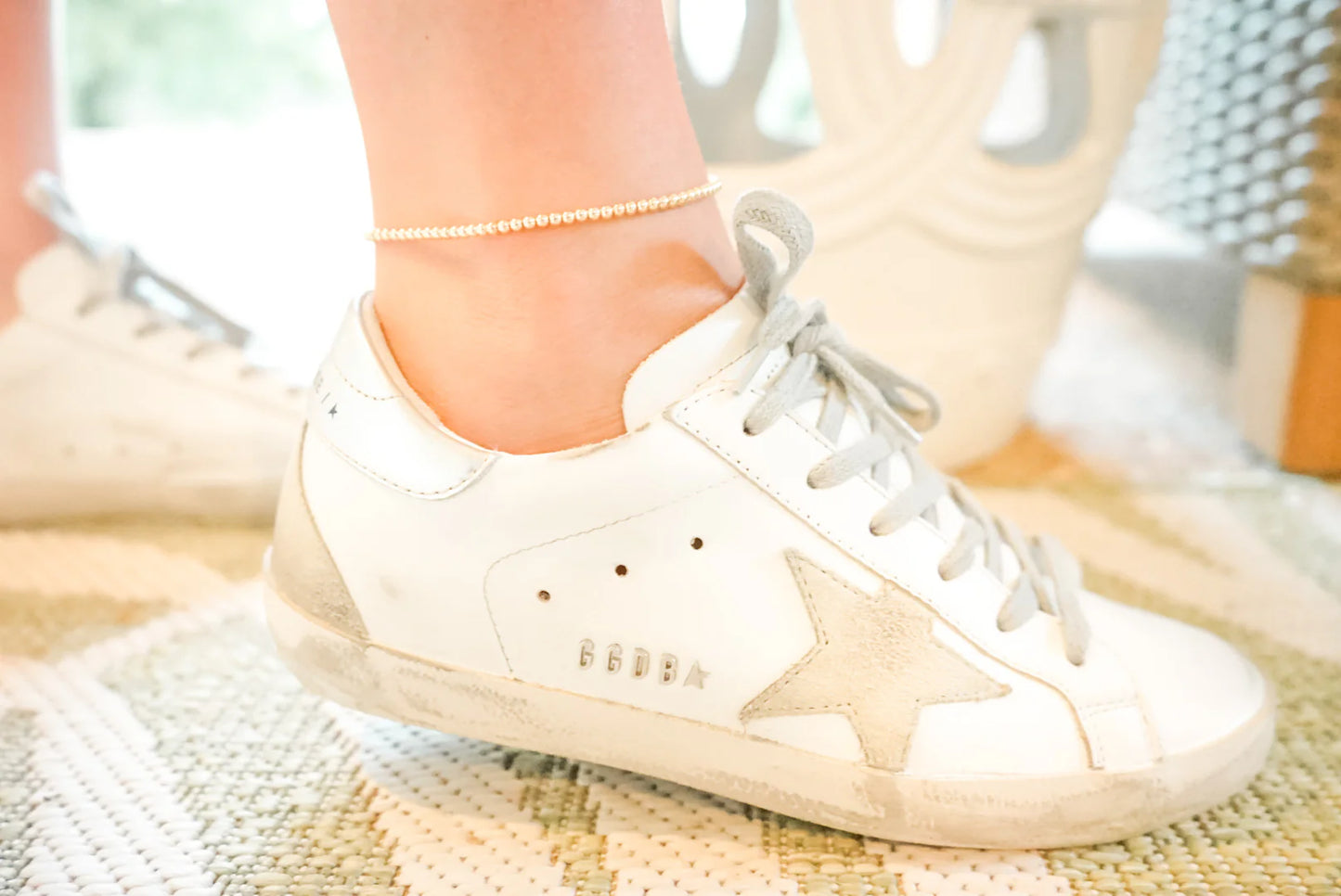 3mm Gold Beaded Anklet