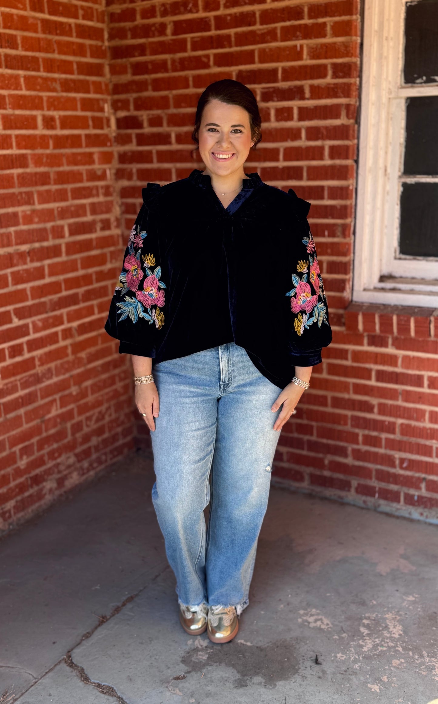 Velvet Embroidery Top