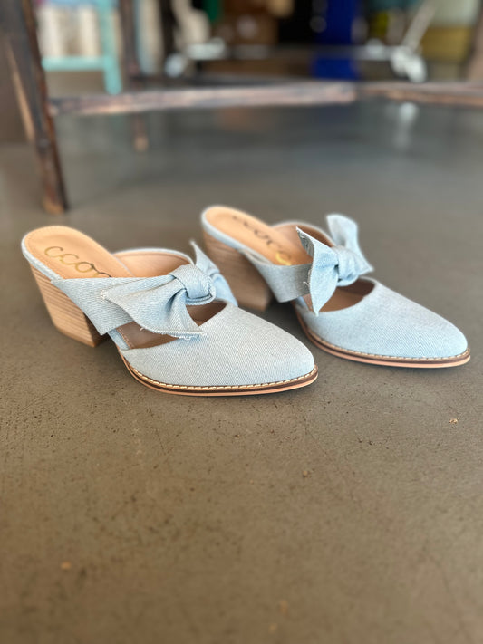 Denim mules