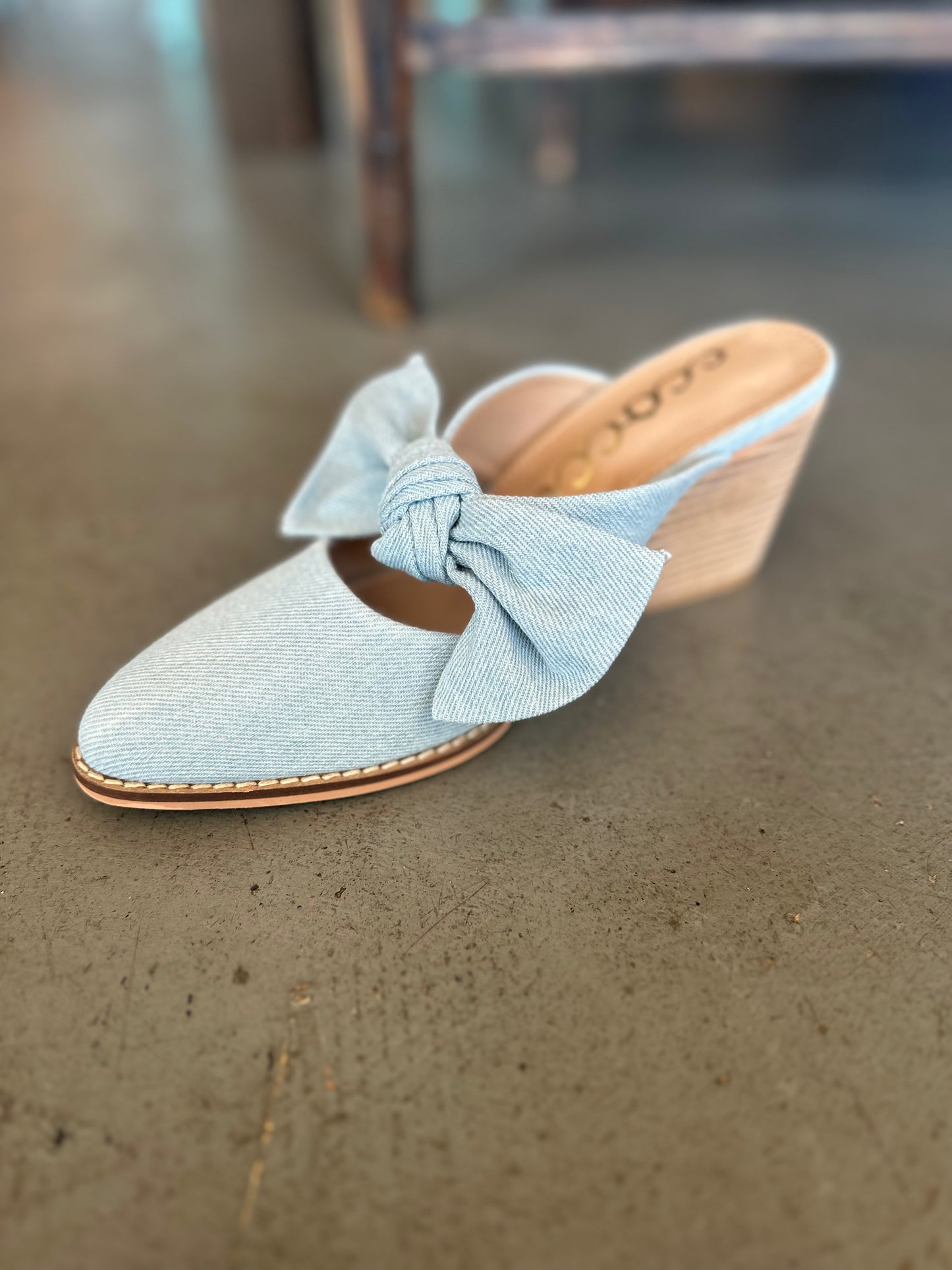 Denim mules
