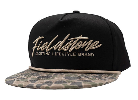 Black w/ Camo Bill Script Logo Cap