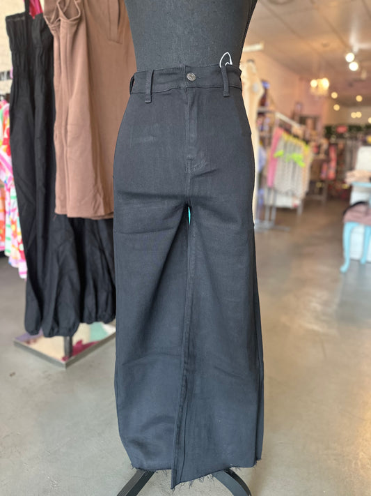 Cropped wide leg denim