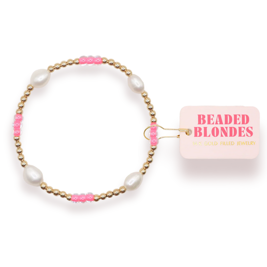 Hot Pink Pearl Poppi Bracelet Extended