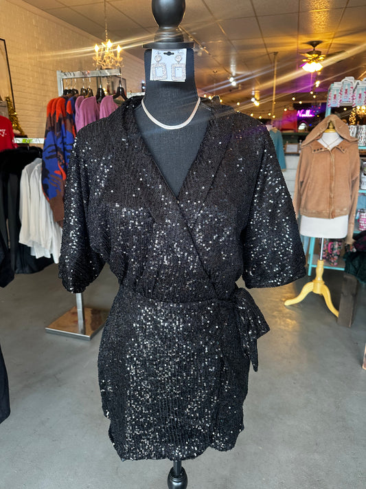 Black sequin romper