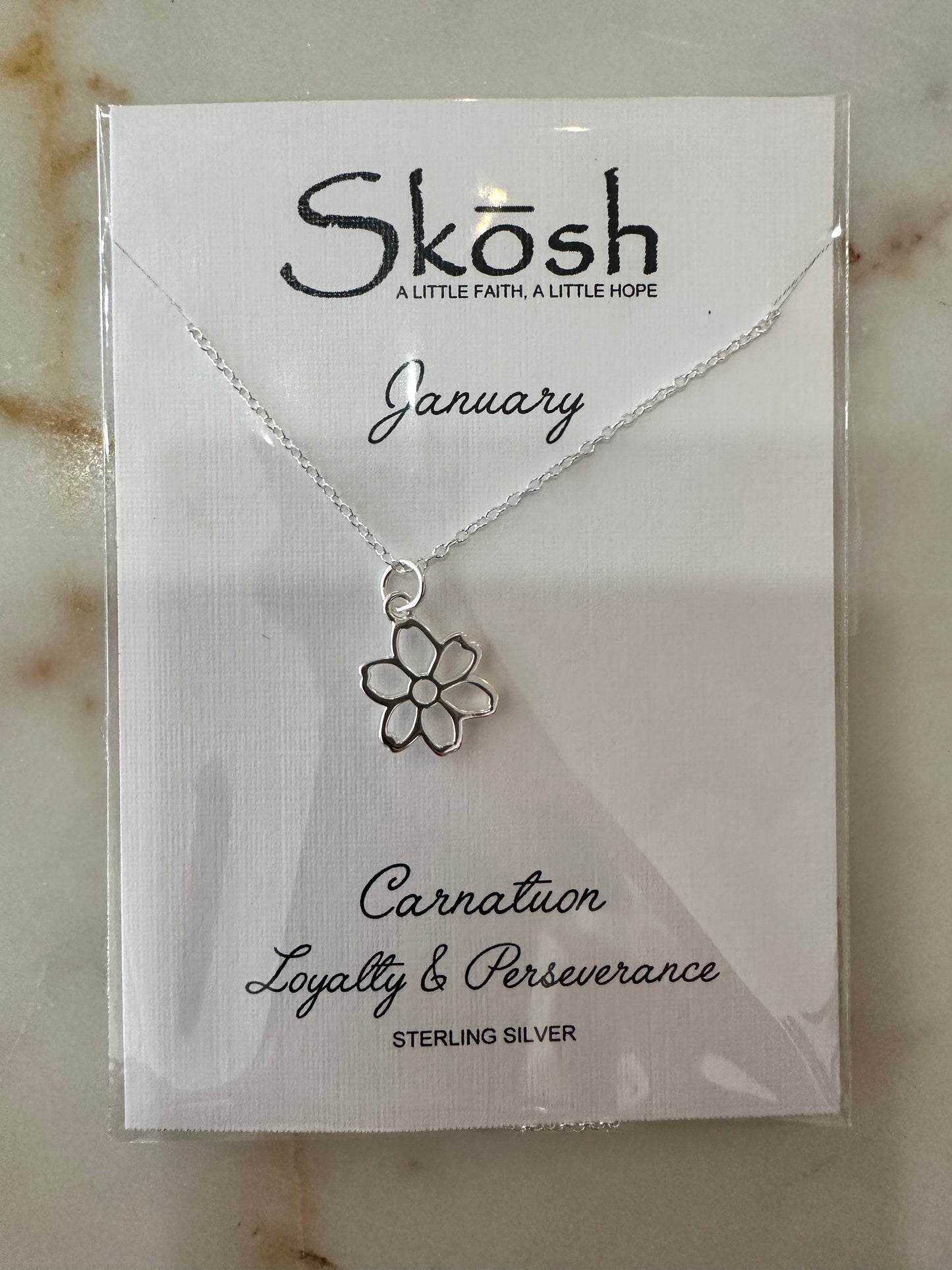 Skosh birth flower necklace
