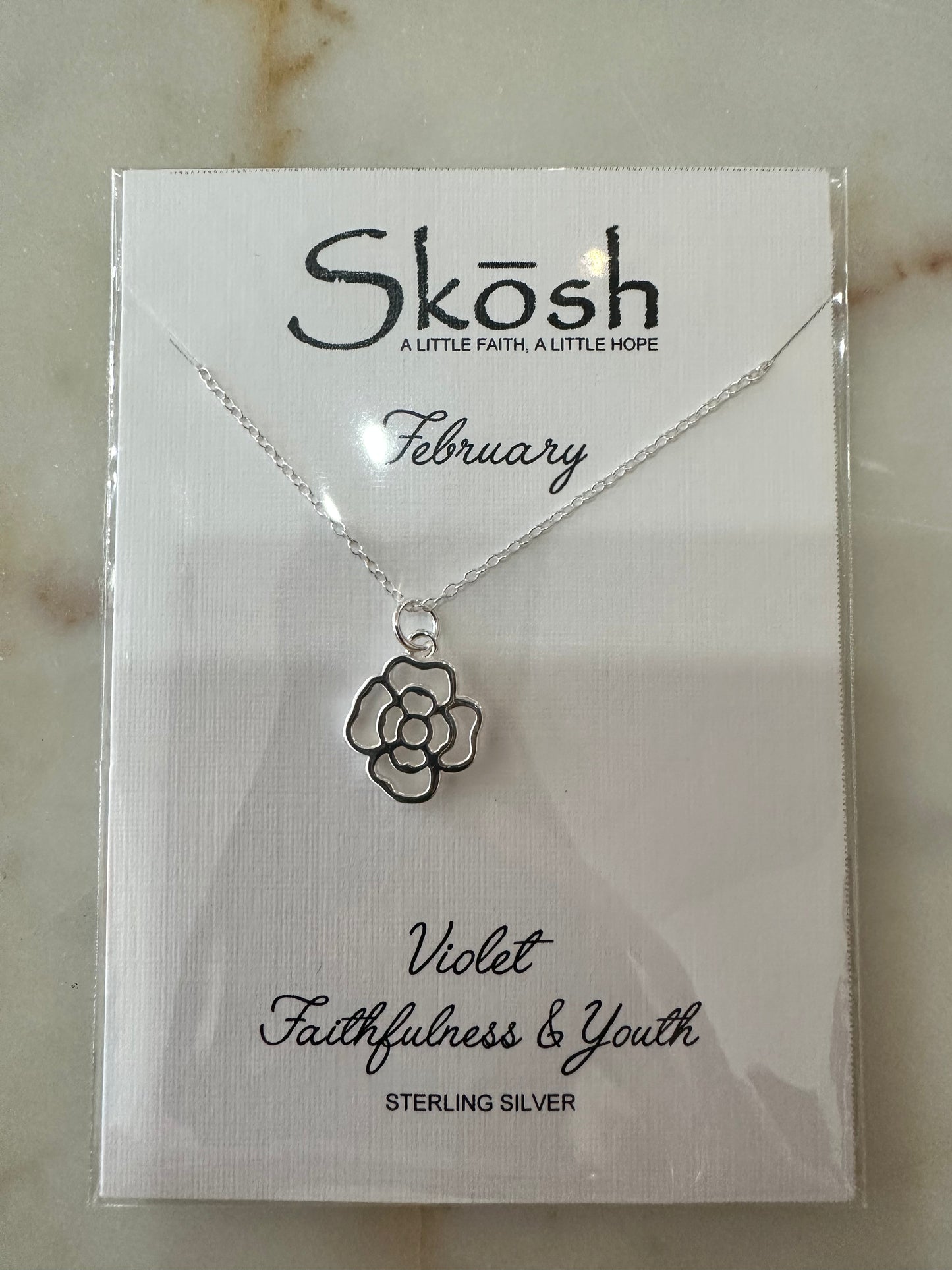 Skosh birth flower necklace