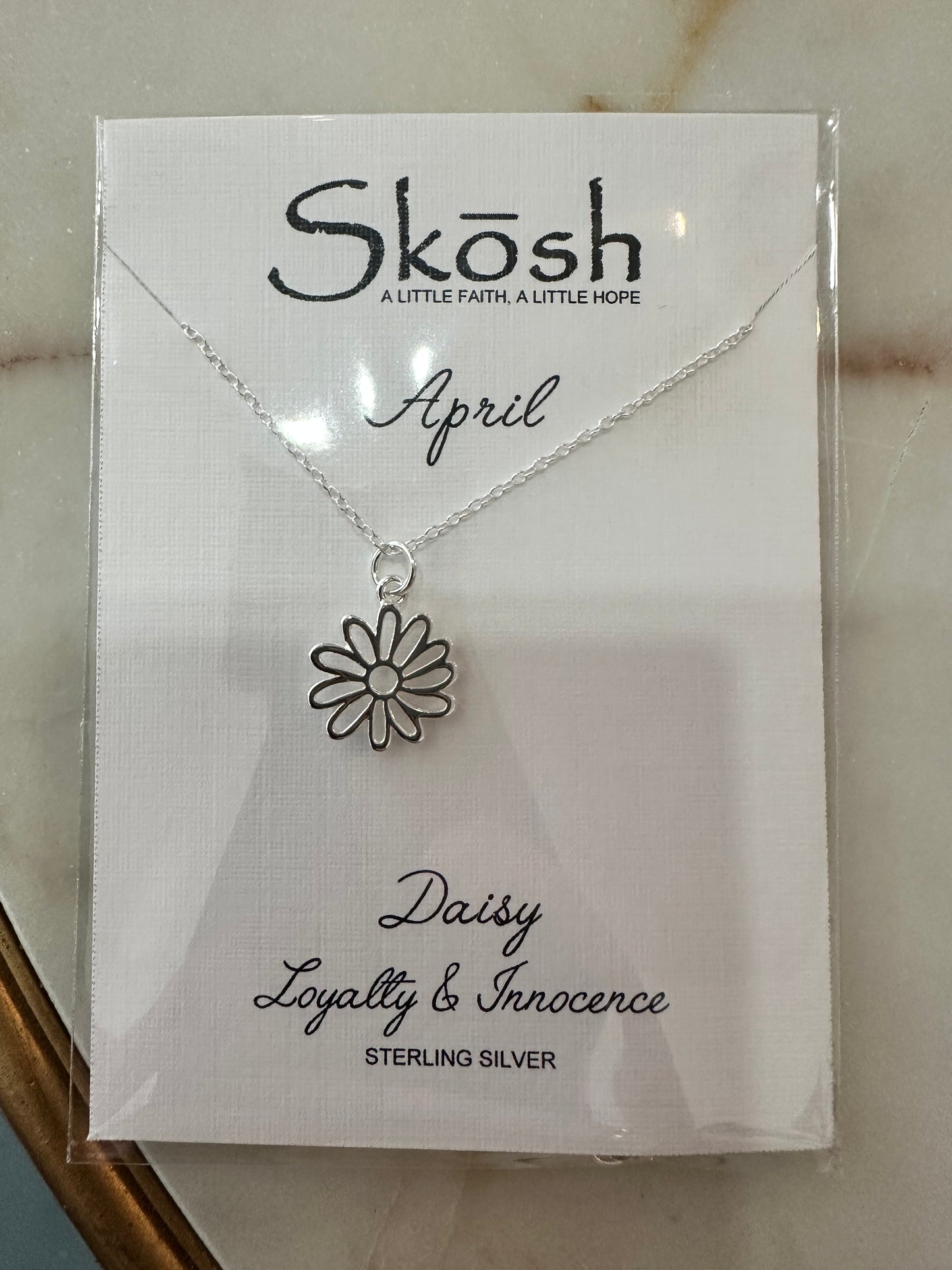 Skosh birth flower necklace