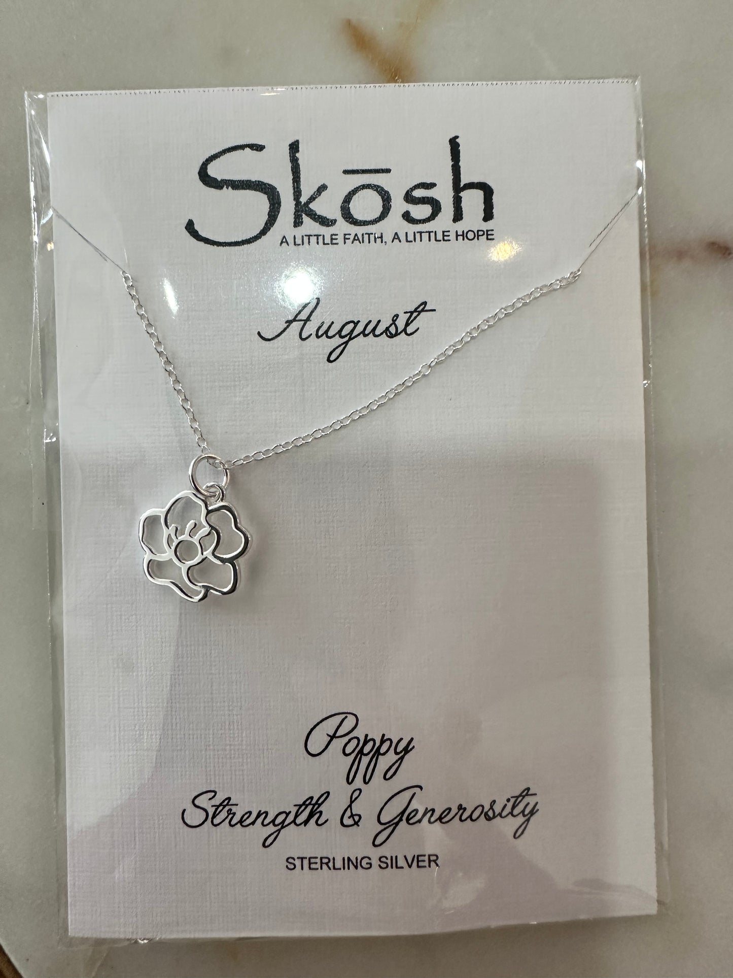 Skosh birth flower necklace